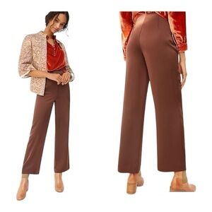 Anthropologie Scotch and Soda High Rise Satin Brown Trouser Pants Size Small